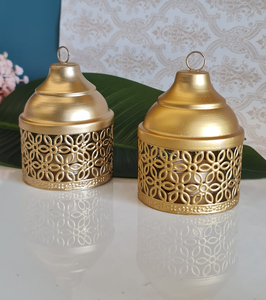 Handmade Brass Candle Stand <b>Set</b> 2-Piece Decorative <b>Lantern</b> Votive Holder for Home Wedding & Festival Table - Product Image 2