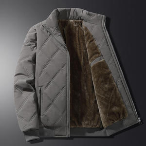 Blouson Bomber matelassé imperméable pour homme, doublure Sherpa, col montant, fermeture éclair, hiver, décontracté, rembourrage épais en polyester - Product Image 5