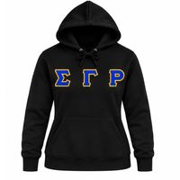 Sweat à capuche noir Sigma Gamma Rho pour femme, avec lettres grecques, en polaire, pour sororité universitaire, décontracté, brodé sur mesure