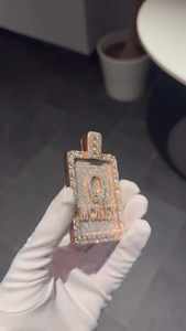 Collar Personalizado con Nombre Rectangular Estilo Hip Hop para Hombre, Chapado en Oro Rosa con Diamantes Moissanite - Product Image 4