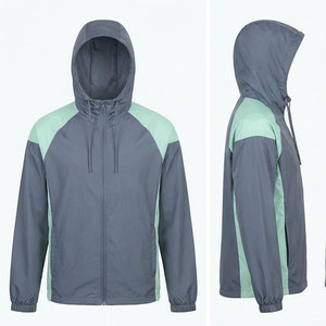Chaqueta Cortavientos Unisex con Capucha, Impermeable, Anti-UV, Deportiva, Ligera, Gris Verde Menta, para Actividades al Aire Libre - Product Image 6