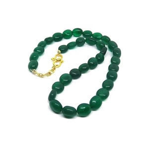 Natural Eco Friendly Gems and Jewellery 9-11 MM Oval Shaped Jade Green Gemstone Beads 18 Chain Mala Statement Necklace for Women - Product Image 5