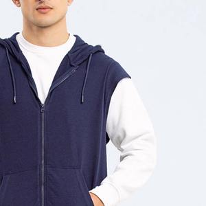 Chaleco sin mangas con capucha para hombre, de color sólido, tejido, informal, con bolsillos - Product Image 2