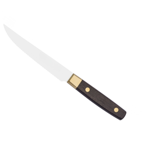 Couteaux à steak classiques avec manche en bois foncé, rivets en laiton et lame en acier inoxydable dentelée pour table à manger, restaurant, viande - Product Image 3