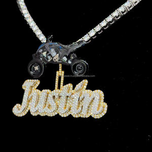 เครื่องประดับเงิน925ที่กำหนดเองจี้ชื่อน้ำแข็งที่มีการปรับแต่งขนาดใหญ่เคลือบประกันตัวที่กำหนดเองจี้เคลือบพร้อม VVS Moissanite - Product Image 3