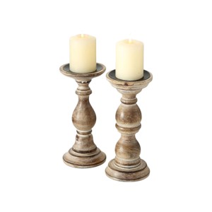 Juego de 3 Portavelas de Madera, Estilo Rústico Natural, para Velas de Pilar, Decoración Navideña - Product Image 4
