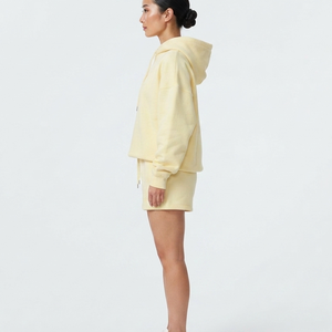 Ensemble de survêtement de luxe deux pièces pour femme, couleur unie personnalisée, tricot décontracté brodé, 100 % coton molletonné, écologique, été - Product Image 6