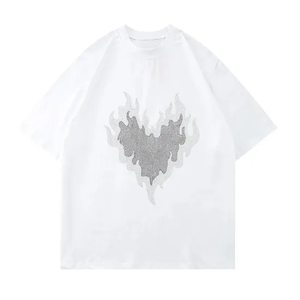 Camiseta de Punto Personalizada de Alta Calidad con Pedrería, 250 g/m², Algodón Orgánico, Corte Holgado, Estilo Urbano, Unisex, Transpirable - Product Image 1