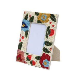 Modern Eco-Friendly Customizable Photo <b>Frame</b> Floral Seed Beads <b>Embroidery</b> Handmade Festive Decoration Gift - Product Image 2