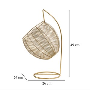 Modern Gold Hanging Fruit <b>Basket</b> Metal <b>Wire</b> Fruit Holder with Stand Decorative Kitchen Countertop Storage Organizer - Product Image 3