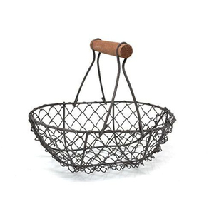High Quality Iron <b>Wire</b> Eco-Friendly Modern <b>Storage</b> <b>Basket</b> Organizer Wood Handles Kitchen Pantry Cabinets Closet Organization - Product Image 1