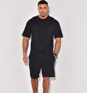 Ensemble t-shirt et short d'été pour homme, tissu satiné 100% fibre de bambou - Product Image 1