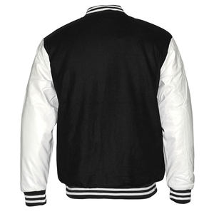Chaqueta Varsity Blanca y Negra con Cuello Alto, Ropa Casual de Calle, Fabricante de Prendas Personalizadas de Pakistán - Product Image 2