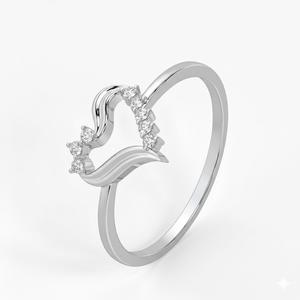 Anillo Abierto de Corazón Curvo con Diamantes de Laboratorio en Oro Puro de 10K y 14K y Plata de Ley 925, Estilo Art Deco, Regalo de San Valentín para Ella - Product Image 5