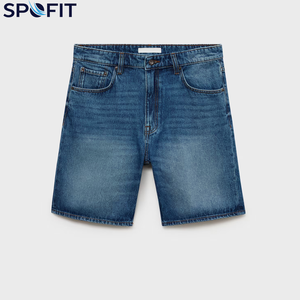 กางเกงยีนส์ขาสั้นผู้ชายคุณภาพสูงสำหรับฤดูร้อน ทรงหลวม สไตล์ลำลอง มีเข็มขัดและกระดุม ลุคเท่ๆ สำหรับหนุ่มๆ - Product Image 1
