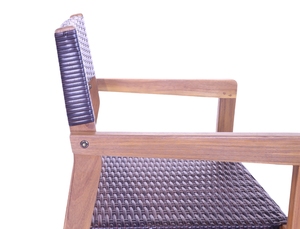 Chaise de salle à manger en bois d'acacia de qualité supérieure avec dossier en rotin | Sièges extérieurs durables pour les projets de patio, de jardin et d'hôtel - Product Image 4