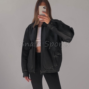 Women Oversized Leather <b>Jacket</b> 2026 Trendy <b>Sheepskin</b> <b>Jacket</b> with Custom Logo Women Leather <b>Jackets</b> For Sale - Product Image 2