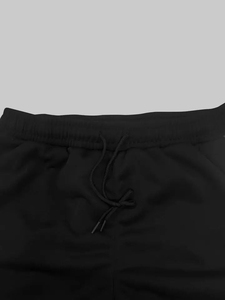 Men's Black Mid Elastic Waist Sweatpants with <b>White</b> Side Stripe Straight Printed Pattern Casual Fit Winter Wear - Product Image 2