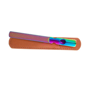 Lime à ongles professionnelle double face en verre multicolore arc-en-ciel, réutilisable, durable, grain 180, avec étui en cuir, outils de soin pour voyage - Product Image 2