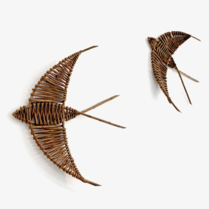 Décorations murales bohèmes pour la maison, oiseaux en rotin tressé à la main, décorations murales de qualité supérieure - Product Image 1