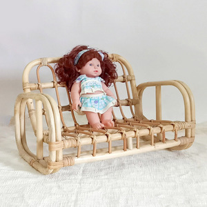 Handcrafted rattan <b>dolls</b> furniture mini <b>doll</b> chair seat baby toddler toy chairs for pretend play - Product Image 5