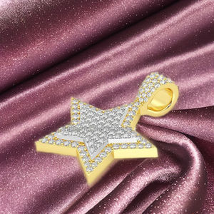 Collar con Colgante de Estrella de Cinco Puntas de Dos Capas en Oro Sólido de 10K con Diamante Cultivado en Laboratorio, Moderno y Personalizado, para Unisex, Regalo de Cumpleaños/Aniversario - Product Image 6