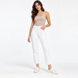 Jean skinny taille haute pour femme - Pantalon en denim blanc longueur cheville - Product Image 5