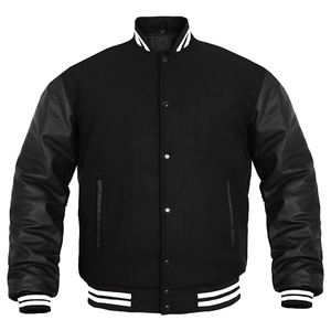 Best Selling High Street <b>Men</b> Custom Varsity <b>Jacket</b> Stand Collar Front Logo Wool Fabric Eco-Friendly Winter OEM Bulk Sale - Product Image 2