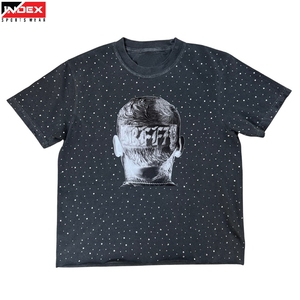 T-shirt Abordable pour Homme en Coton Doux avec Strass USA – Qualité Premium, Style Bling, Imprimé Avant et Arrière, Tendance Streetwear Décontracté - Product Image 1