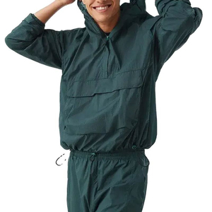 Conjunto de Dos Piezas de Chaqueta y Pantalón Cortavientos con Capucha de Invierno de Nailon Sólido Informal con Logotipo Personalizado OEM, Traje Deportivo para Hombre - Product Image 2