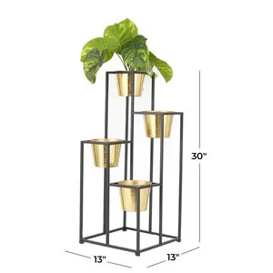 Modern Metal Floor <b>Vase</b> Stand with <b>Gold</b> Pots Handmade Decorative Plant Holder for Interior Design - Product Image 4