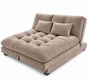 Sofá Cama Convertible Moderno Tapizado en Color Taupe Marfil, Mueble de Salón con Diseño Tufted, Tela Personalizada para Hotel, Villa u Hogar - Product Image 1