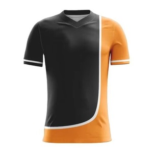 Men's Black White Geometric V-Neck Soccer Jersey Short Sleeve Moisture Wicking <b>Polyester</b> Football Shirt Adult Regular Fit - Product Image 2