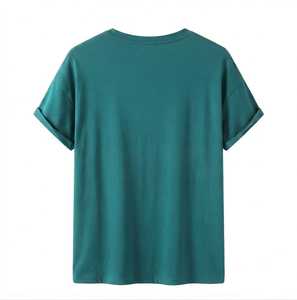 Camiseta Verde Mar de Manga Corta, Cuello Redondo, Informal, para Hombre, de Algodón, Corte Regular, Vintage, Transpirable, de Secado Rápido, Estilo Urbano - Product Image 2