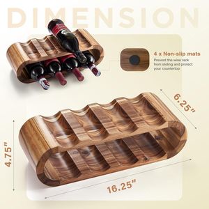 Portabottiglie da 8 Bottiglie in Legno di Acacia da Appoggio, Espositore Autoportante per Vino, Ottima Decorazione per la Casa, Nessun Montaggio Richiesto - Product Image 3