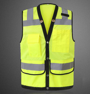 Gilet de sécurité réfléchissant haute visibilité unisexe, imperméable, certifié CE/EU, en maille polyester, vêtements de travail avec poches, fermeture réglable - Product Image 1
