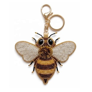 Llavero de abeja con cuentas de cristal azul y dorado, colgante para llaves, accesorio para bolsos, carteras y bolsas, regalo para mujeres y niñas - Product Image 6