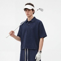 T-shirt de golf personnalisé en coton tissé 100 %, vierge, uni, court, à manches courtes, respirant, style streetwear pour homme