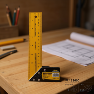 Regla de Esquina en Forma de L de 200 mm, Negra y Amarilla, Regla de Precisión para Medir y Dibujar - Product Image 2