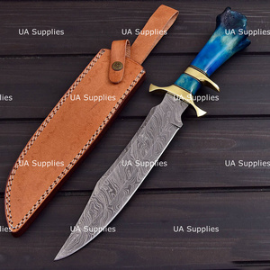 Natural <b>Bone</b> <b>Handle</b> OEM Customizable Damascus Steel Razor Sharp Hunting Outdoor Camping <b>Knife</b> Leather Sheath 13 Industrial Clip - Product Image 5