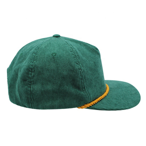 Casquettes en velours côtelé vert à 5 panneaux, vierges, avec cordon de réglage, design personnalisé, profil bas, non structurées, style snapback - Product Image 1