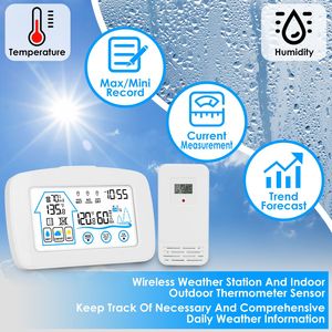 <b>Wireless</b> Indoor/Outdoor 196FT Range Weather Station Clock <b>Temperature</b> & Humidity Monitor <b>Sensor</b> - Product Image 3