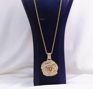 Collar con Colgante de Flor de Rosa Iced Out, Joyería Hip Hop, Micro Pavé 3D, Moissanita VVS, Diamante Cultivado en Laboratorio, Colgante Floral para Mí - Product Image 6