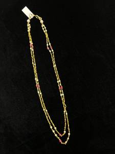 Collier en chaîne de moissanite plaqué or Tishya Diamond pour femmes, bijoux classiques à porter au quotidien avec des perles roses - Product Image 1