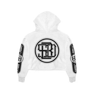 <b>White</b> Zipper-up Cropped <b>Hoodie</b> <b>Men</b> Streetwear Front Letter Graphic Print 100% Cotton Lightweight Breathable - Product Image 6