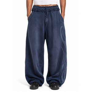 Pantalones Deportivos Holgados Color Gris Jaspeado Premium para Hombre y Mujer, Pantalones Jogger Unisex de Pierna Ancha y Estilo Urbano en Varios Colores - Product Image 3