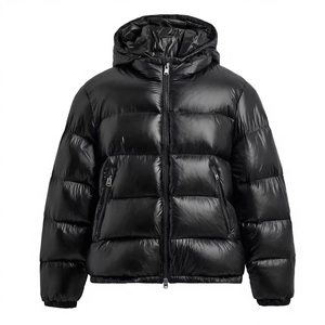 Veste d'hiver matelassée noire à capuche pour homme, en tissu de qualité, prix de gros personnalisé, alternative au duvet, fermeture éclair, vêtement d'extérieur - Product Image 5