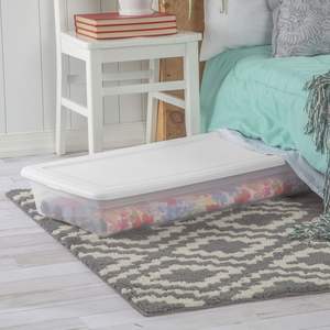 Juego de Cajas de Almacenamiento Sterilite de 41 Qt con Base Transparente y Tapa Blanca para Organización Debajo de la Cama, Paquete de 6 - Product Image 5