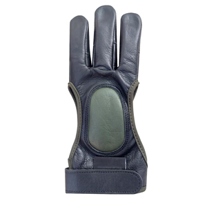 Guante de tiro con arco de tres dedos de alta calidad, protector de cuero genuino para uso con arco largo tradicional, ajuste cómodo para la mano. - Product Image 1