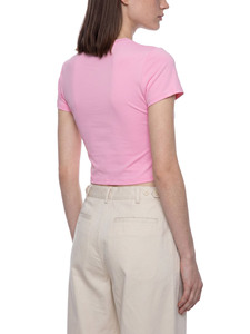 เสื้อยืดครอปผู้หญิงแบบพื้นฐาน สีพื้น ทรงเข้ารูป แขนสั้น สวมใส่สบาย ผ้าฝ้ายยืดหยุ่น เนื้อนุ่ม สไตล์มินิมอล ทรงเข้ารูป - Product Image 4